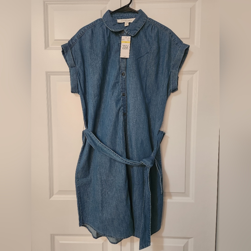 Vintage America Women's Blue Denim Shirt Dress Size M